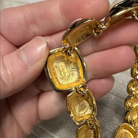 Napier great shape vintage chunky statement blk gold pearl earrings necklace set - Picture 7 of 9